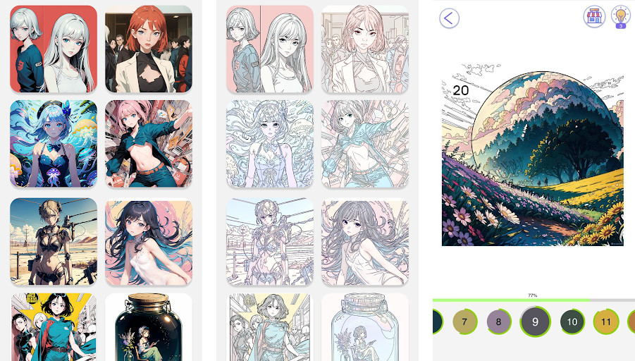 Anime Color Lite - Sách tô màu anime với nhiều hình ảnh, Công cụ tô màu nâng cao và bảng màu phong phú