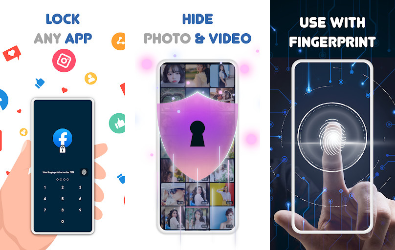 App lock - Fingerprint lock - Khóa ứng dụng, Mở khóa vân tay, Bảo vệ quyền riêng tư
