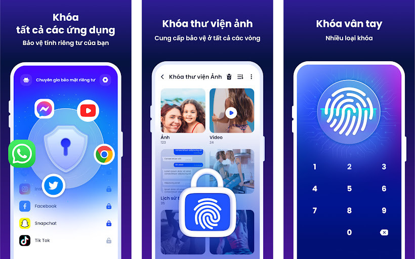 App Lock - Fingerprint Lock - Khóa vân tay, Khóa ứng dụng an toàn, Cảnh báo đột nhập