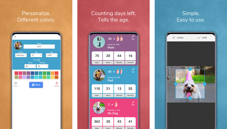 Birthday Countdown - Đếm ngược sinh nhật, Giao diện đơn giản, Nhắc nhở sự kiện