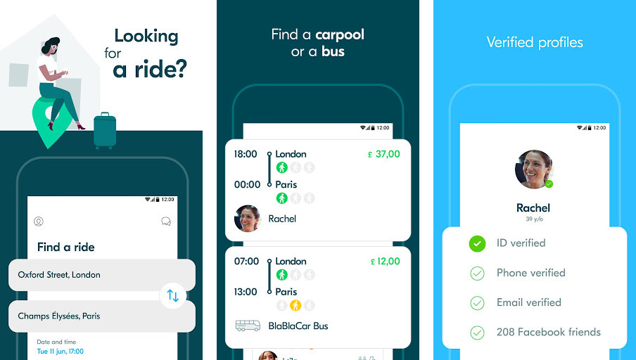 BlaBlaCar - Đi chung xe tiết kiệm, Cộng đồng người dùng lớn, Xác minh danh tính