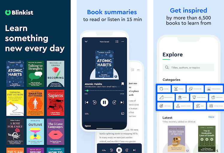 Blinkist - Tóm tắt sách phi hư cấu chính, Đọc hoặc nghe tóm tắt