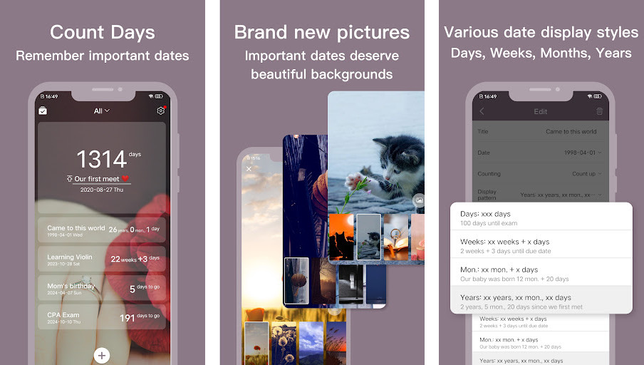 Count Days: Event cards - Tạo thẻ sự kiện, Đếm ngược trực quan, Chia sẻ sự kiện