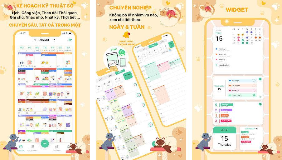 Cute Calendar Schedule Planner - Quản lý thời gian, Đặt nhắc nhở, Tùy chỉnh lịch