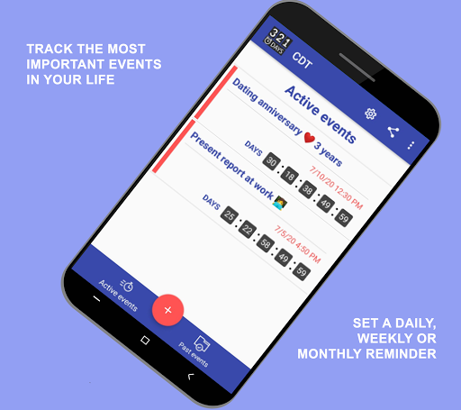 Days counter (countdown timer) - Đếm ngược chính xác, Giao diện trực quan, Đồng hồ đếm ngược nhiều