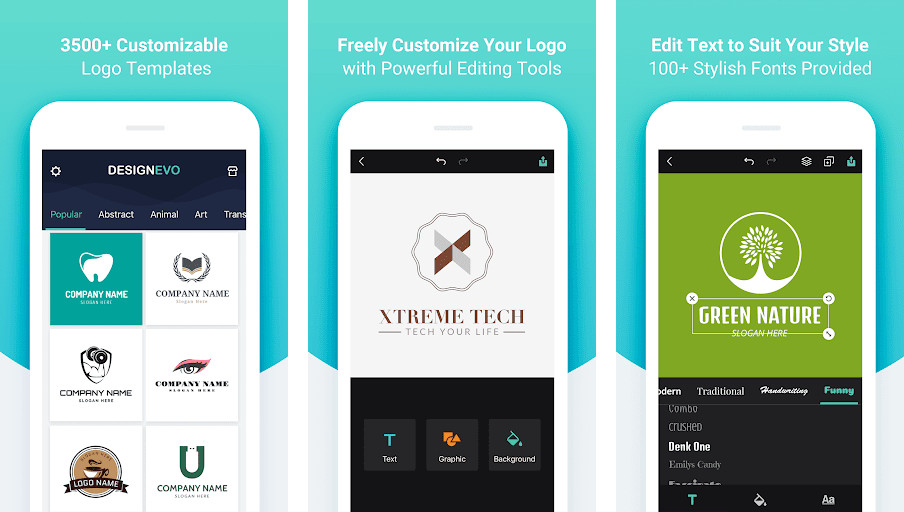 DesignEvo: Free Logo Maker & Graphic Design App - Tạo logo miễn phí, Thư viện mẫu logo phong phú, Công cụ thiết kế trực quan