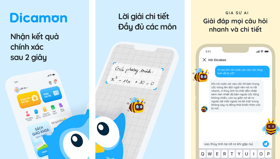 Dicamon: Giải Toán Lý Hoá Anh - Toán - Lý - Hóa - Anh, Giải bài tập chi tiết, Ôn tập kiến thức