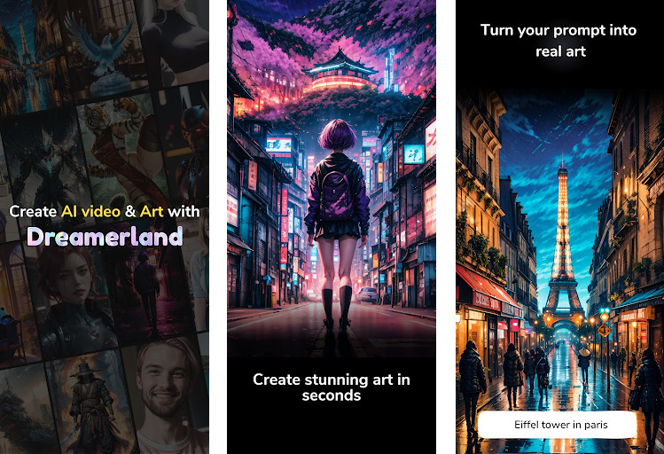Dreamerland - AI Art Generator - Tạo tác phẩm nghệ thuật AI độc đáo, Nhiều phong cách và chủ đề khác nhau