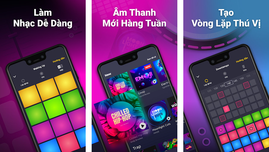 Drum Pad Machine - beat maker - Tạo nhạc điện tử, Nhiều loại nhạc cụ, Chia sẻ bản nhạc