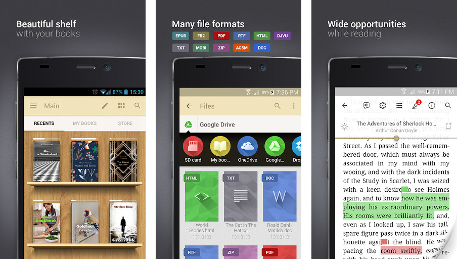 eReader Prestigio: Book Reader - Đọc ngoại tuyến, Đổi màu nền, Hỗ trợ nhiều định dạng
