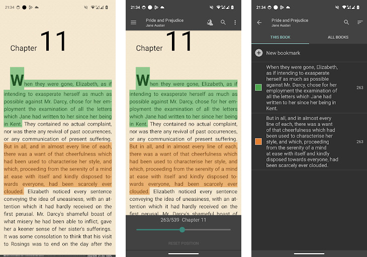 FBReader: Favorite Book Reader - Đọc ngoại tuyến, Thay đổi màu nền, Trích dẫn văn bản