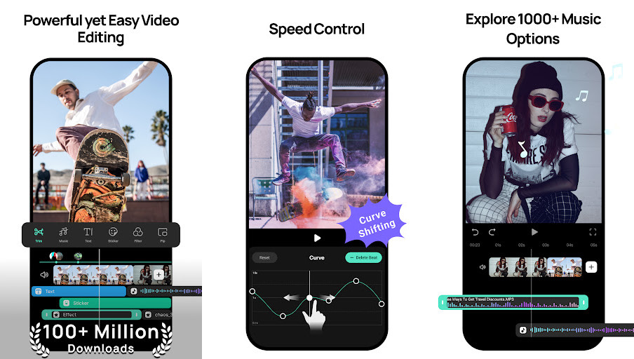 FilmoraGo - Dễ sử dụng, phù hợp người mới bắt đầu, Kho hiệu ứng, nhạc nền phong phú