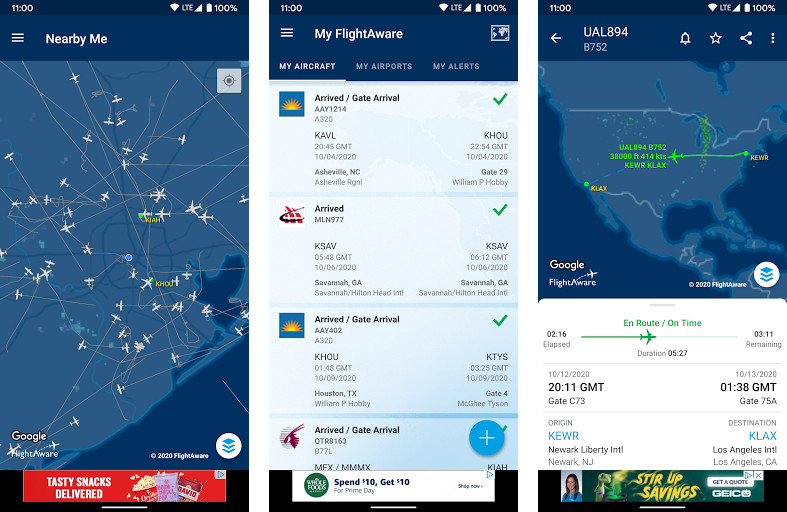 FlightAware - Theo dõi các chuyến bay theo thời gian thực, Xem thông tin chi tiết về chuyến bay, bao gồm cả bản đồ đường bay