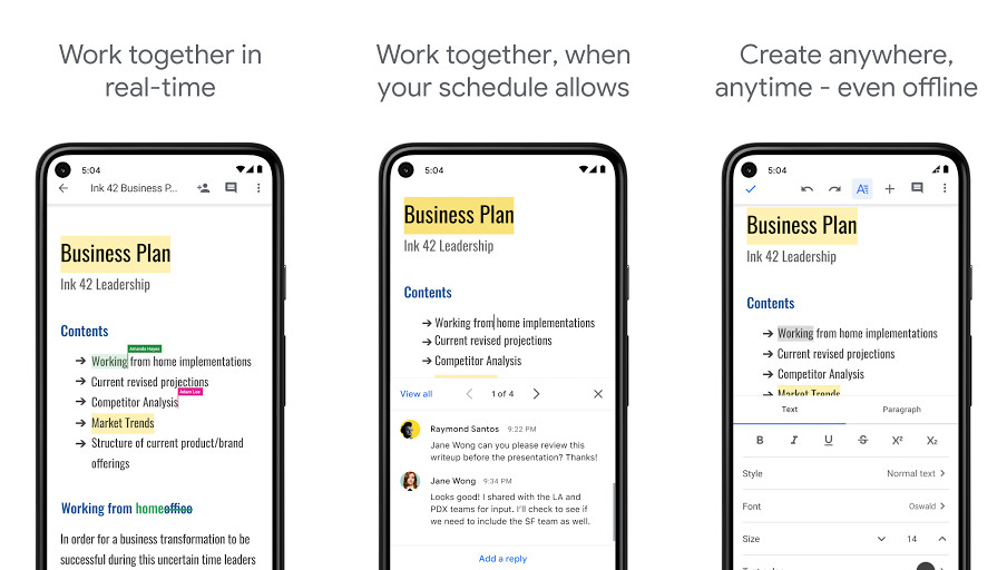 Google Docs - Soạn thảo văn bản trực tuyến, Cộng tác thời gian thực