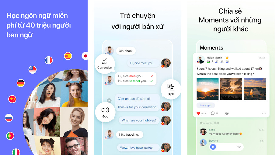HelloTalk - Giao lưu ngôn ngữ, Sửa lỗi thời gian thực, Học từ người bản xứ