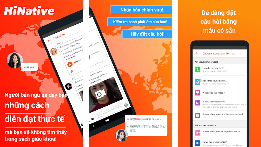 HiNative - Hỏi đáp với người bản xứ, Học qua ngữ cảnh, Cộng đồng đa ngôn ngữ