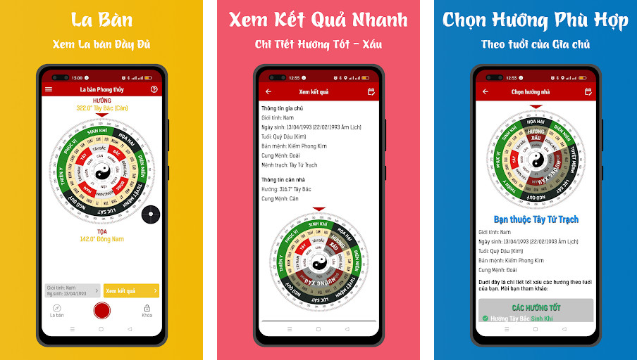Hướng Nhà - La Bàn Phong Thủy - Tra cứu hướng nhà theo tuổi, cung mệnh, La bàn phong thủy chuyên nghiệp