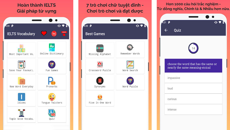 IELTS English Vocabulary - Từ vựng học thuật, Luyện tập trắc nghiệm, Theo dõi tiến độ