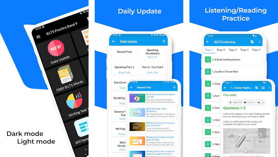 IELTS Practice Band 9 - Bài tập phát âm, Trợ lý làm bài nói, Thống kê chi tiết