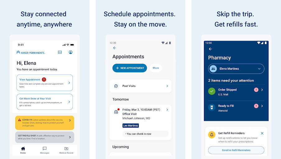 Kaiser Permanente - Quản lý hồ sơ sức khỏe, Đặt lịch hẹn, Nhắn tin với bác sĩ