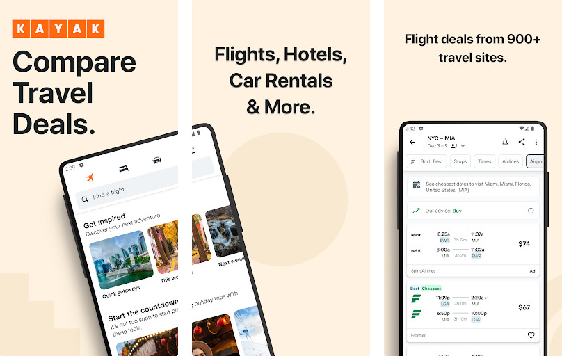Kayak - Tìm kiếm và so sánh các chuyến bay, khách sạn và xe cho thuê