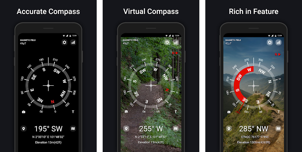 La bàn : Digital Compass - La bàn kỹ thuật số chính xác và đáng tin cậy, Hiển thị độ cao, tọa độ và độ dốc