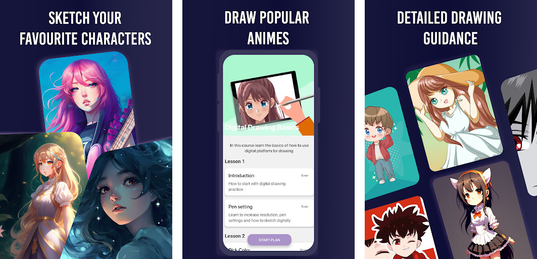 Learn To Draw Anime App - Bài học từng bước, Hướng dẫn vẽ chi tiết, Giao diện đẹp