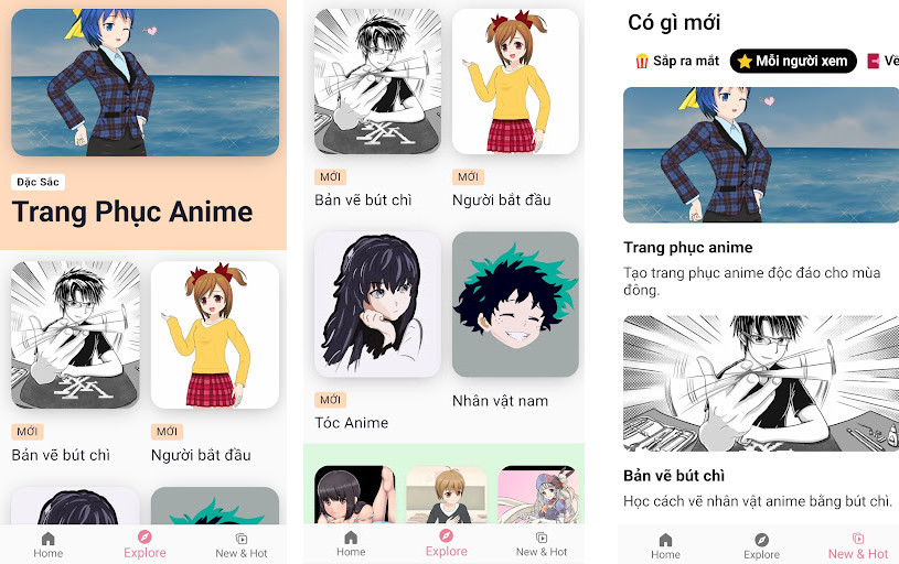 Learn to Draw Anime by Steps - Bài học chi tiết, Giao diện dễ dùng, Dạy từng bước
