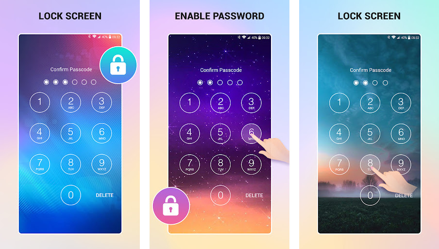 Lock Screen - Màn hình khóa, Nhiều tùy chọn mở khóa, Giao diện đẹp mắt