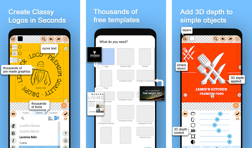 Logo Maker Plus: Design a Logo Quickly - Tạo logo chỉ trong vài phút, Hàng trăm mẫu logo chuyên nghiệp