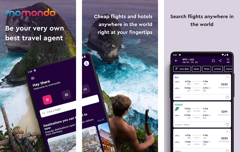 Momondo - Tìm kiếm và so sánh các chuyến bay, khách sạn và xe cho thuê từ nhiều trang web du lịch