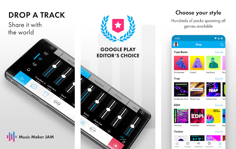 Music Maker JAM: Beatmaker app - Tạo nhạc và phối nhạc, Trộn nhạc và làm chủ, Chia sẻ âm nhạc với cộng đồng
