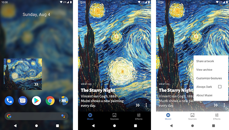 Muzei Live Wallpaper - Hiển thị các tác phẩm nghệ thuật nổi tiếng làm hình nền