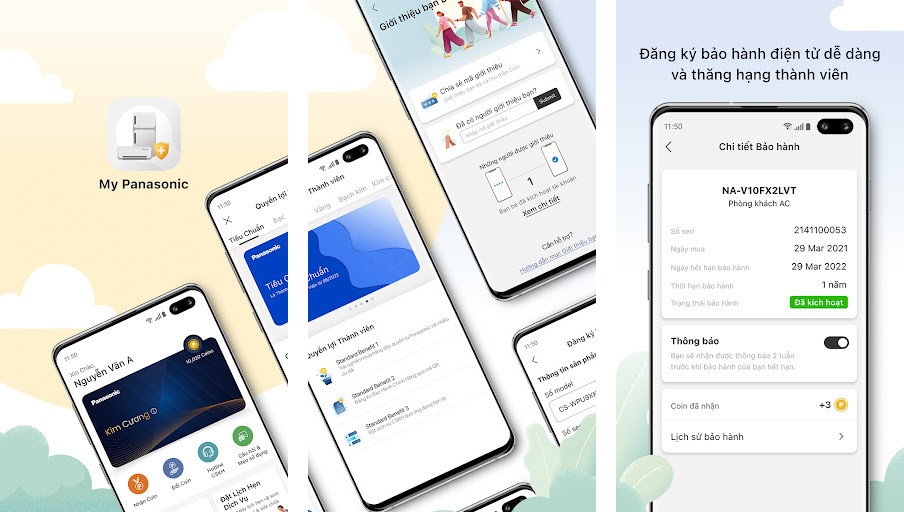My Panasonic - Điều khiển thiết bị từ xa, Cài đặt chế độ tự động, Theo dõi mức tiêu thụ năng lượng