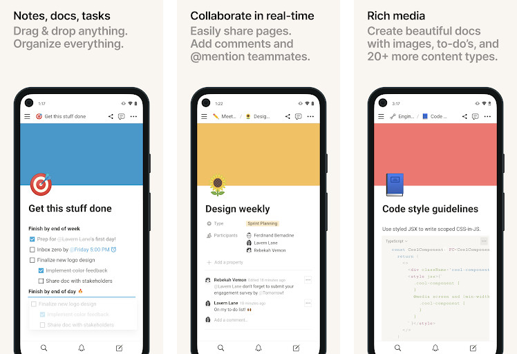 Notion - Không gian làm việc linh hoạt, Trang, cơ sở dữ liệu và khối nội dung