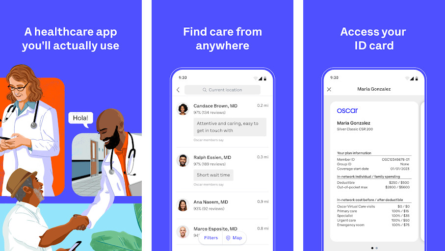 Oscar Health - Quản lý chế độ bảo hiểm, Tìm kiếm bác sĩ, Theo dõi chi phí chăm sóc sức khỏe