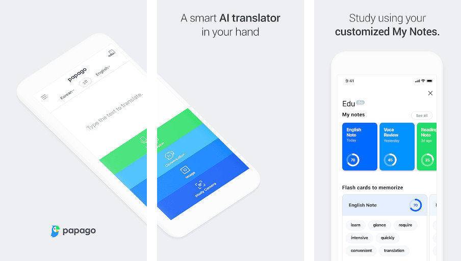Papago - Dịch thuật văn bản, Dịch thuật giọng nói, Nhận dạng giọng nói