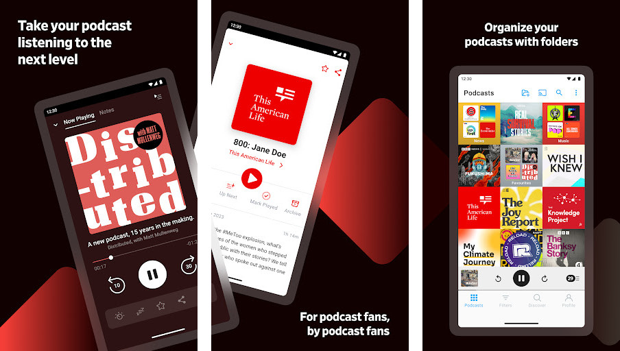 Pocket Casts - Nghe podcast miễn phí, Tùy chỉnh tốc độ phát, Bộ lọc nâng cao