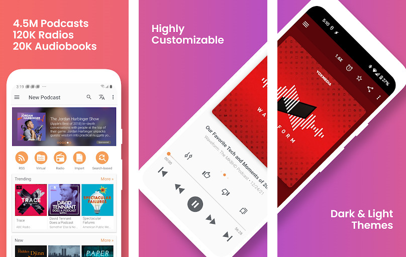 Podcast Addict - Nghe podcast miễn phí, Tự động tải podcast mới, Tùy chỉnh tốc độ phát