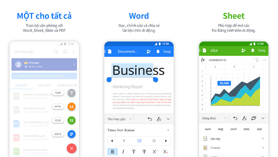 Polaris Office - Đa dạng mẫu tùy chỉnh, Lưu trữ đám mây tiện lợi, Hỗ trợ nhiều định dạng tệp