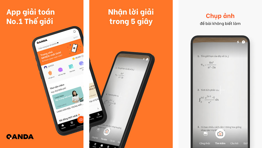 QANDA: Giải Toán thần tốc - Nhận dạng đề bài, Giải toán nhanh, Xem lời giải chi tiết