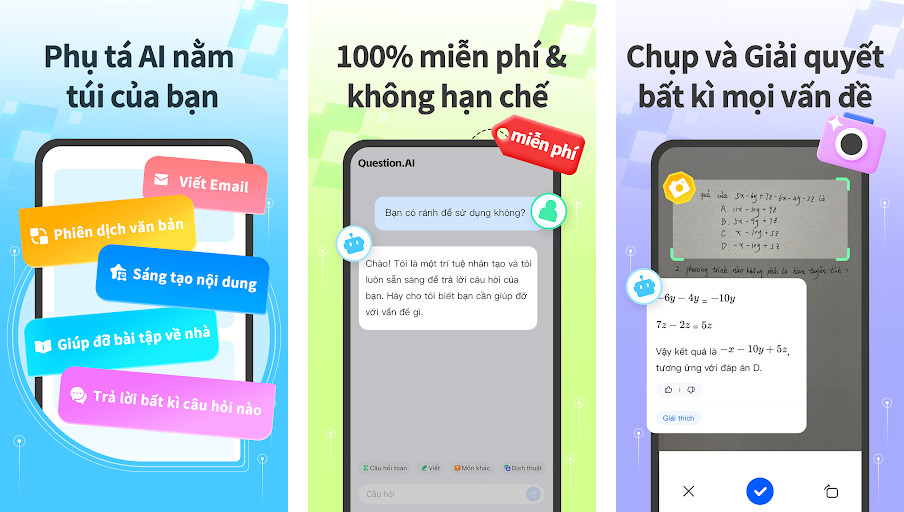 Question.AI - giải toán - Giải & dạy toán bằng AI, Giải từng bước dễ hiểu, Hỏi bài mọi lúc mọi nơi