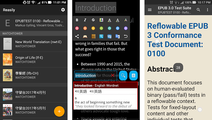 Reasily - EPUB Reader - Đọc ngoại tuyến, Tùy chỉnh giao diện, Hỗ trợ chú thích