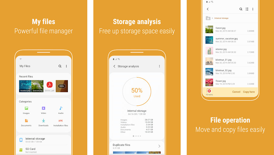 Samsung My Files - Quản lý tệp tích hợp sẵn cho thiết bị Samsung, Phân tích bộ nhớ để tối ưu hóa không gian lưu trữ