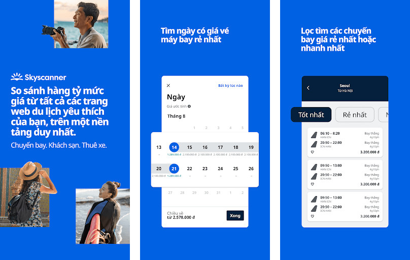 Skyscanner - Tìm kiếm và so sánh các chuyến bay từ nhiều hãng hàng không