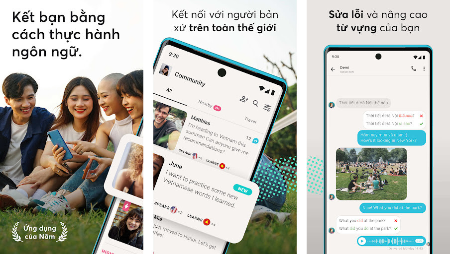 Tandem - Tìm kiếm đối tác học tập, Tin nhắn văn bản và thoại