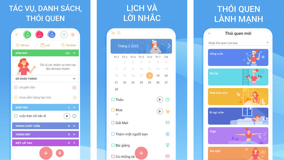 To-do list - tasks planner - Tạo danh sách nhiệm vụ, Đặt thời hạn, Nhắc nhở thông minh