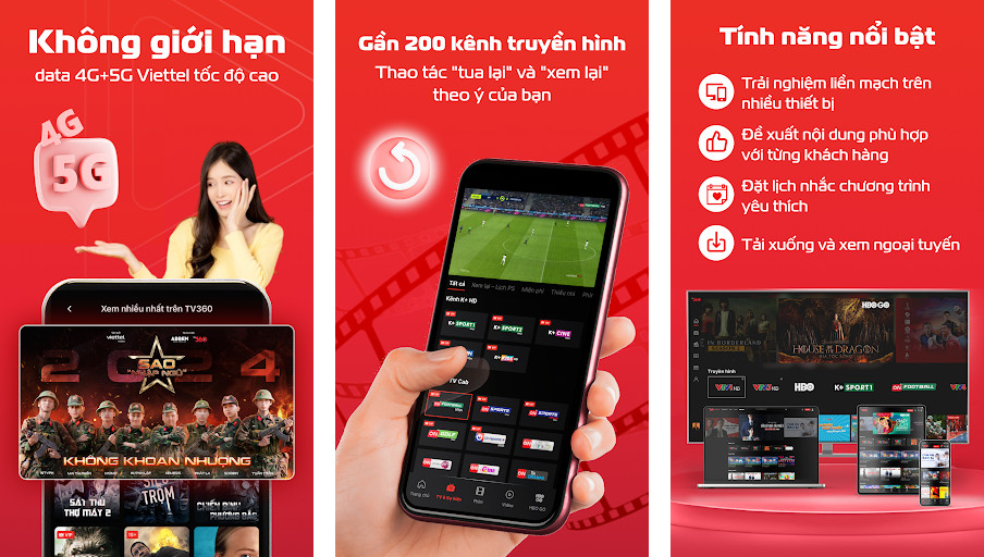 TV360 - Truyền hình trực tuyến - Xem hơn 200 kênh truyền hình, Xem lại chương trình đã phát sóng