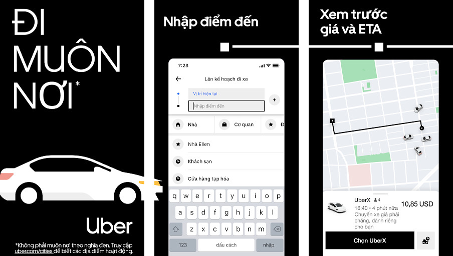 Uber - Gọi xe nhanh chóng, Thanh toán tiện lợi, Theo dõi hành trình