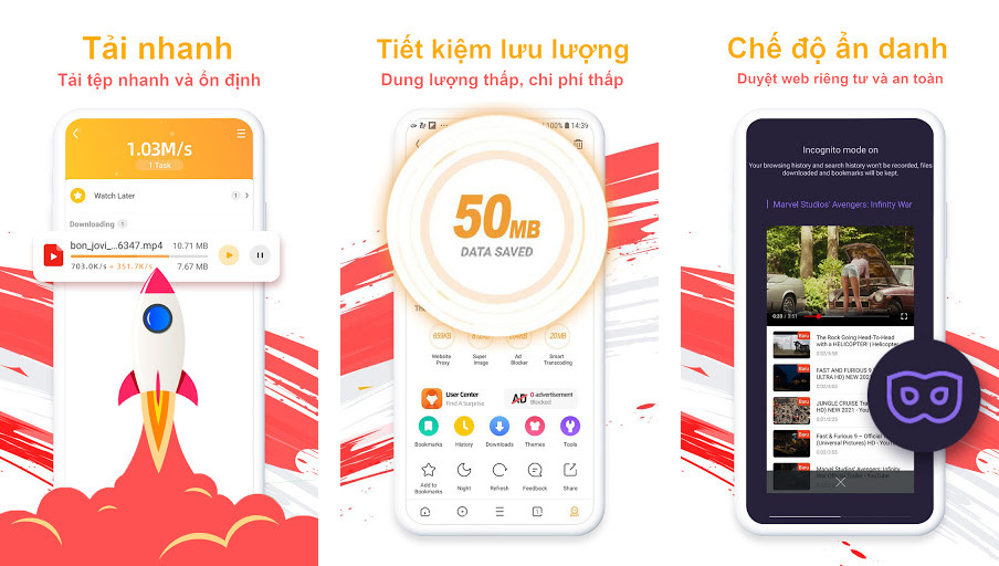 UC Browser-An toàn,Nhanh chóng - Duyệt web an toàn, Tải file tốc độ cao, Tiết kiệm lưu lượng dữ liệu